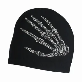 Skeleton Hands Knit Rhinestone Beanie