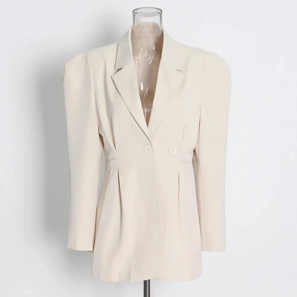 Slim Straight Blazer For Women Notched Collar Long Sleeve Solid Minimalist Casual Blazers Female Fashion Clothing