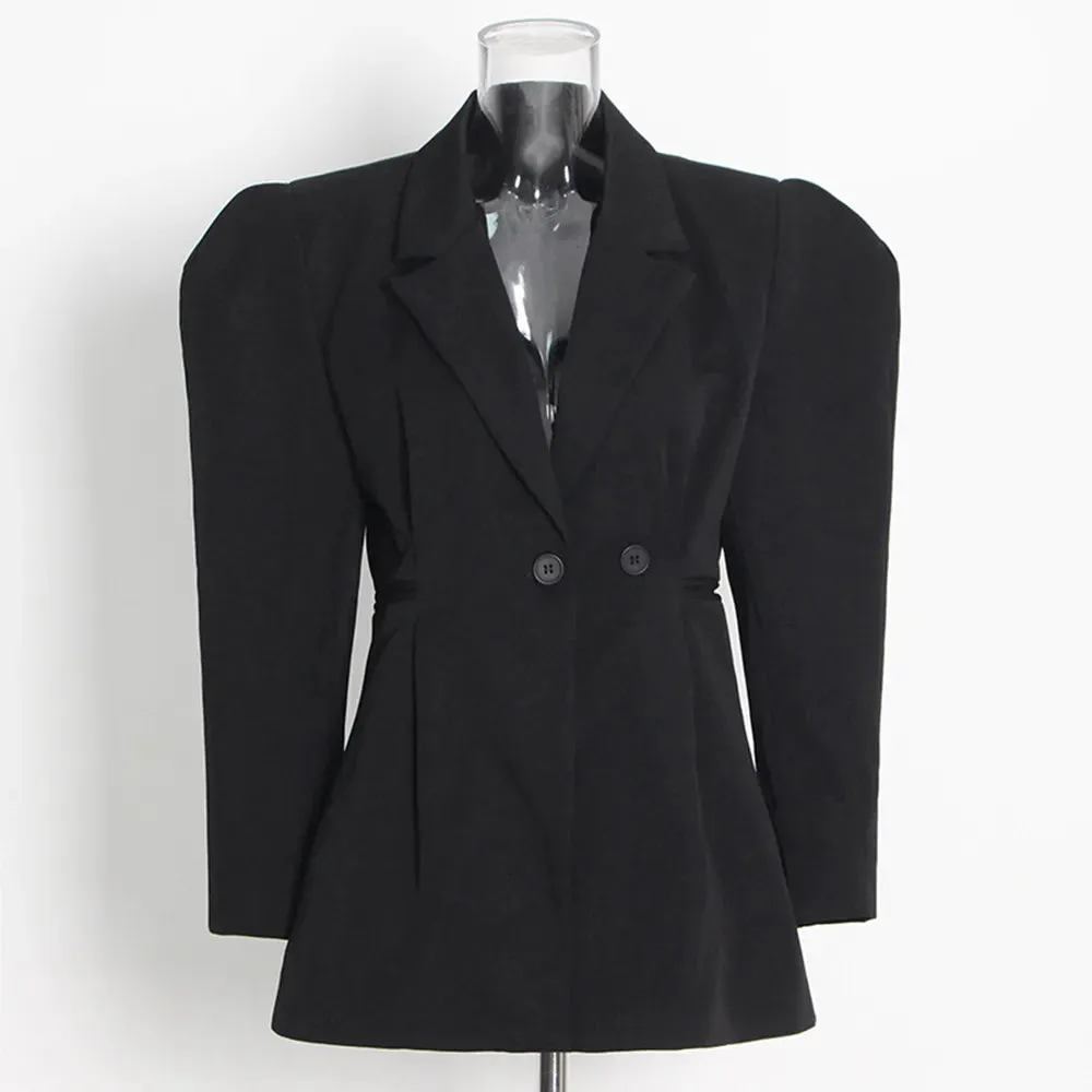 Slim Straight Blazer For Women Notched Collar Long Sleeve Solid Minimalist Casual Blazers Female Fashion Clothing