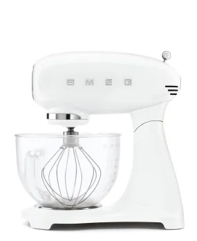 Smeg Full Colour Retro 4.8L Stand Mixer With Glass Bowl - White