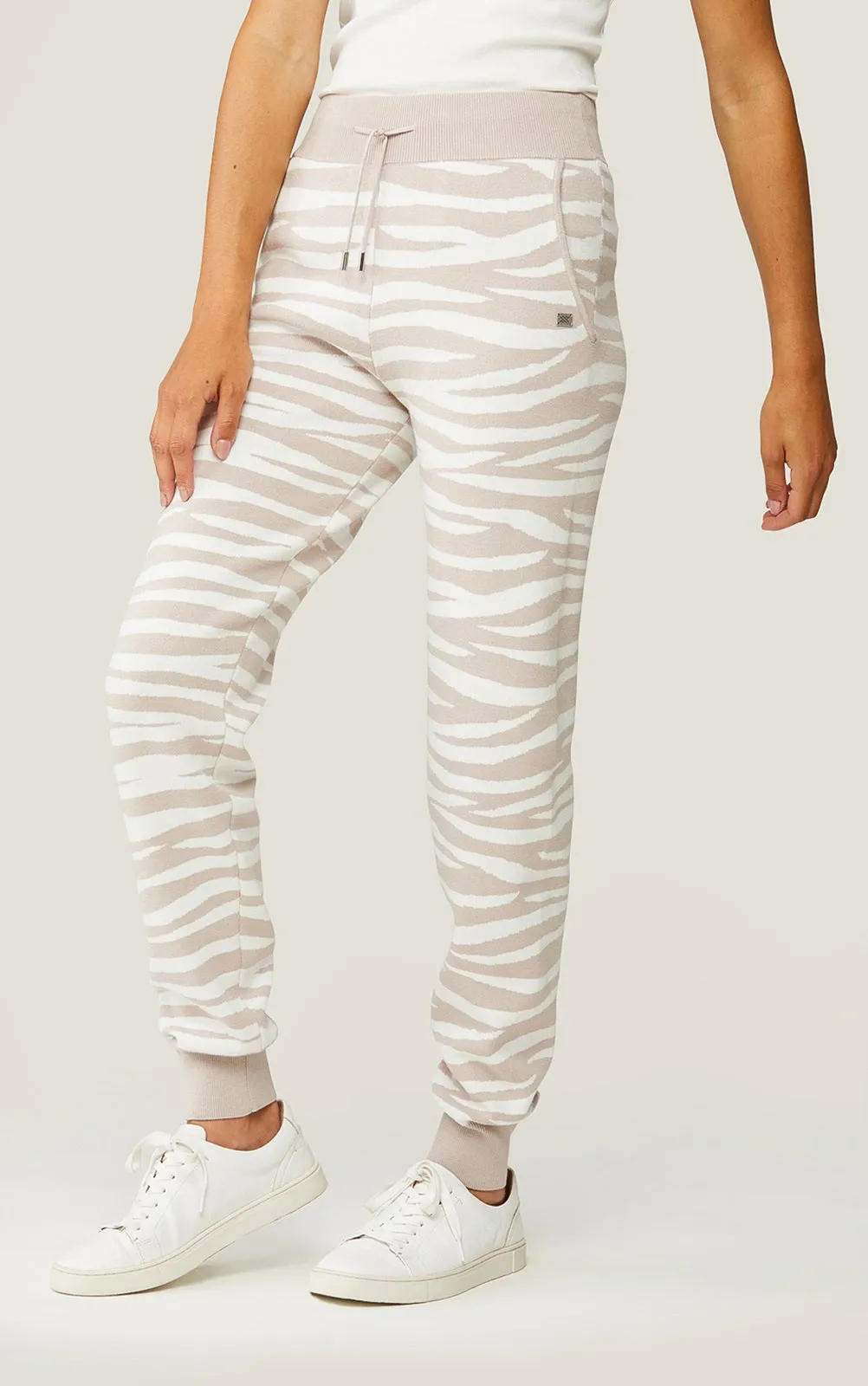 Soia & Kyo - Verona Zebra Print Joggers in Pearl-Off White