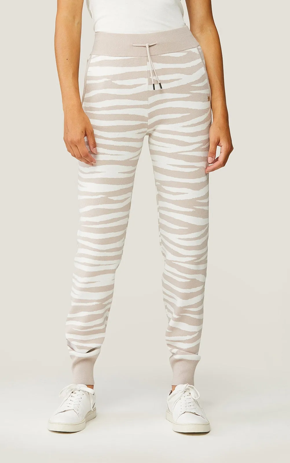 Soia & Kyo - Verona Zebra Print Joggers in Pearl-Off White