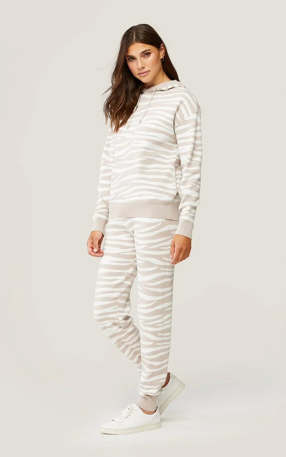 Soia & Kyo - Verona Zebra Print Joggers in Pearl-Off White