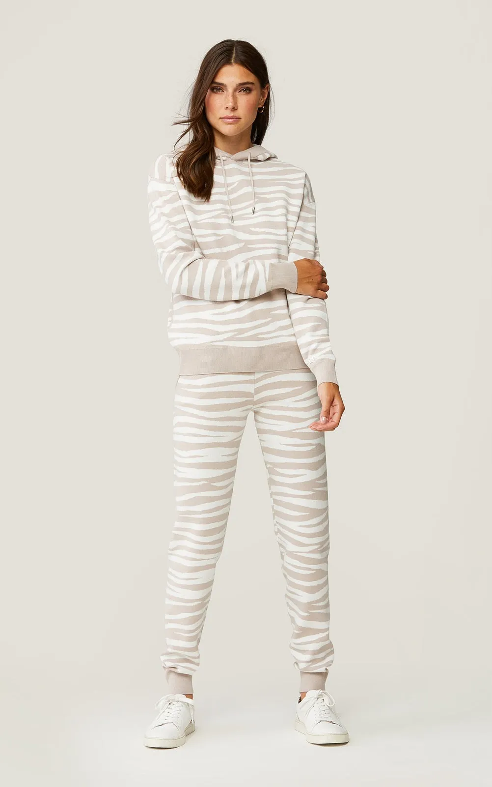 Soia & Kyo - Verona Zebra Print Joggers in Pearl-Off White