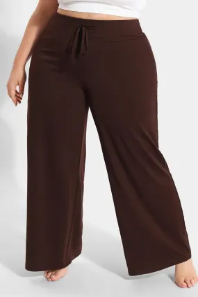 Solid Flared Wide Leg Rise Waist Sweatpant