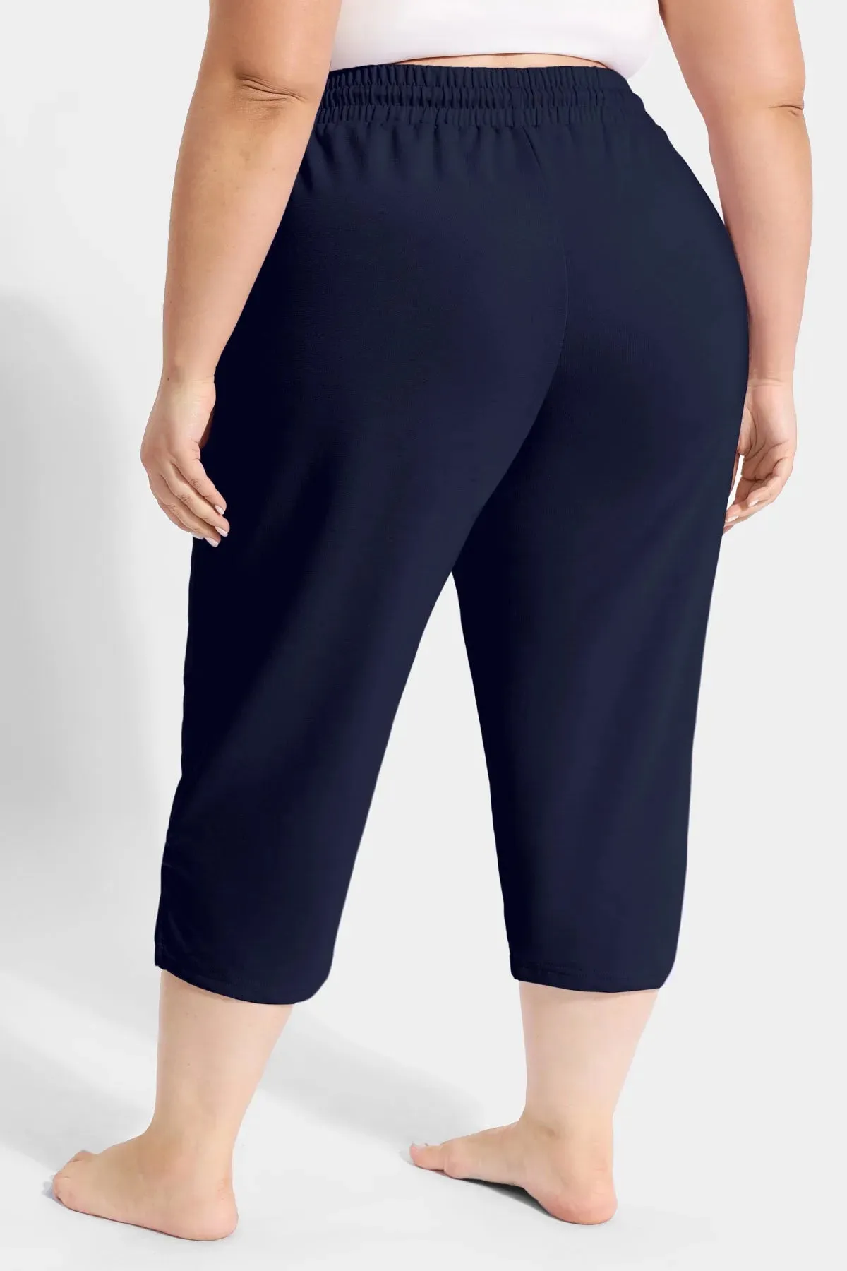 Solid High Waist Drawstring Capri Sweatpants