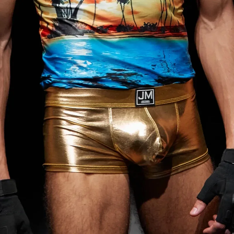 Solid Metallic Color PU Leather Boxer