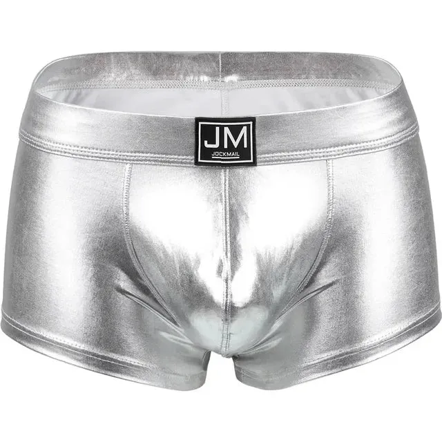 Solid Metallic Color PU Leather Boxer