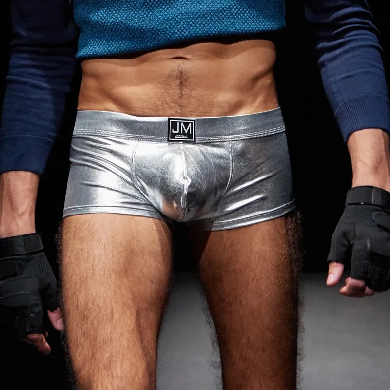 Solid Metallic Color PU Leather Boxer