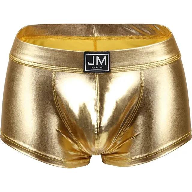 Solid Metallic Color PU Leather Boxer