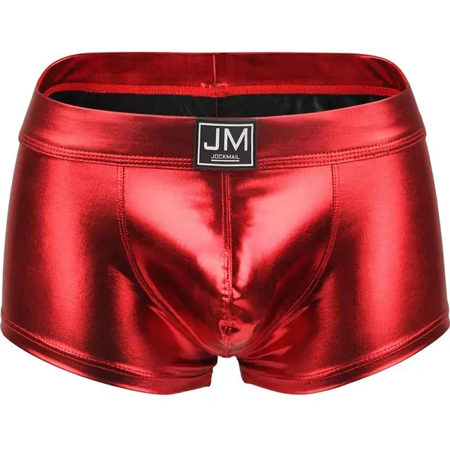 Solid Metallic Color PU Leather Boxer