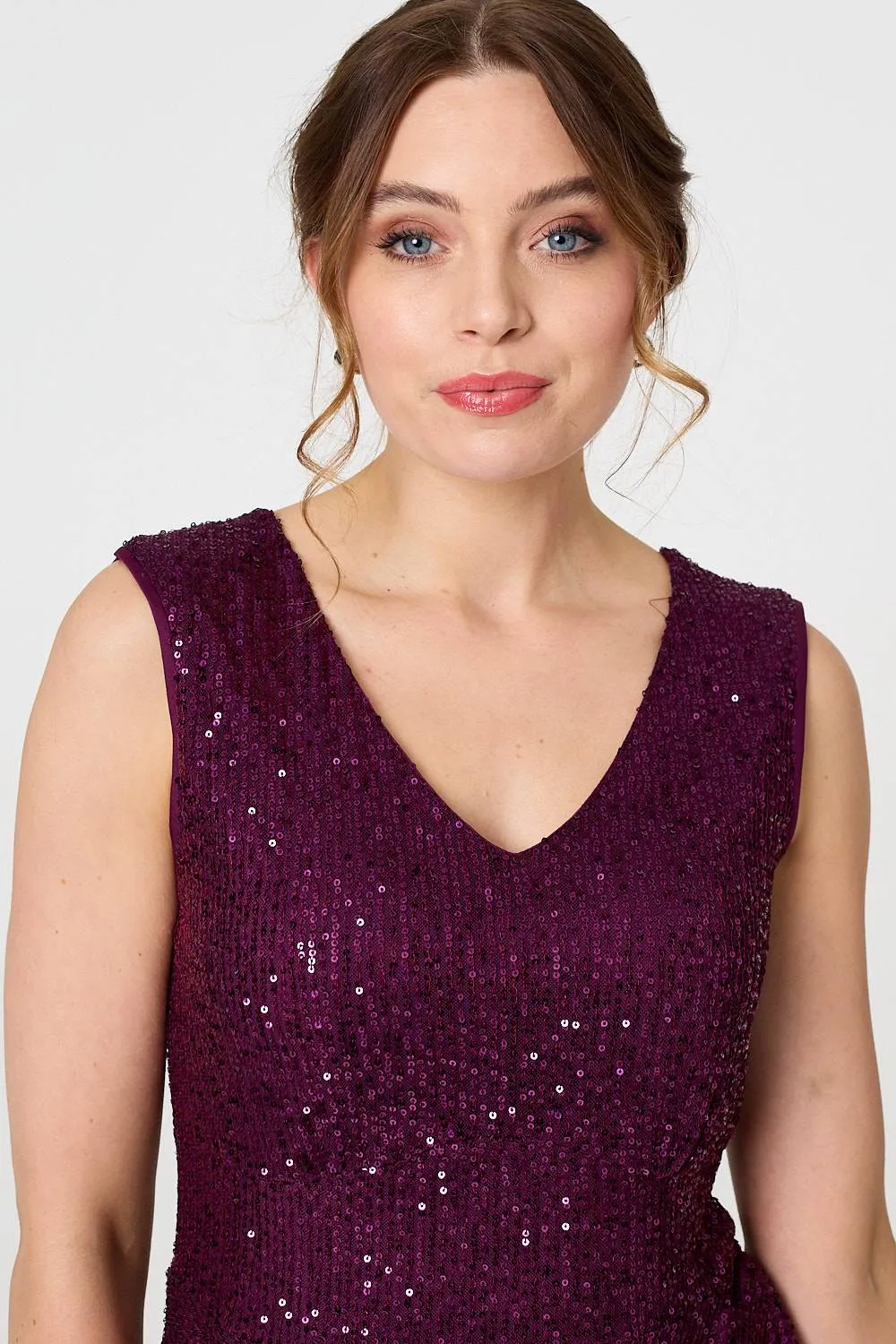 Sparkly Sequin Sleeveless Peplum Top