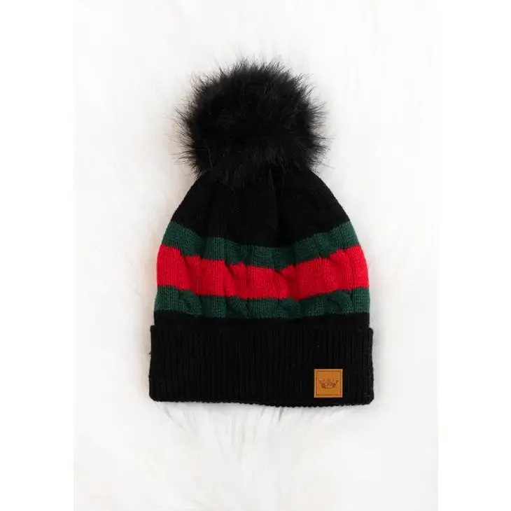 Stripe Pom Hat