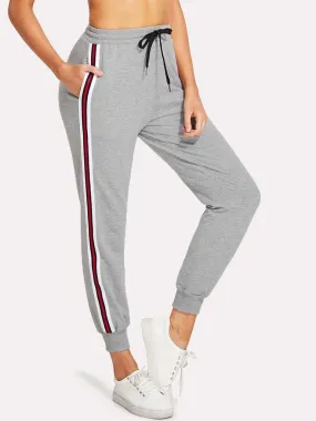 Striped Tape Side Drawstring Sweatpants