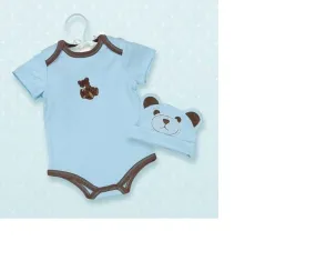 Teddy Blue Onesie & Hat 0-6 Months