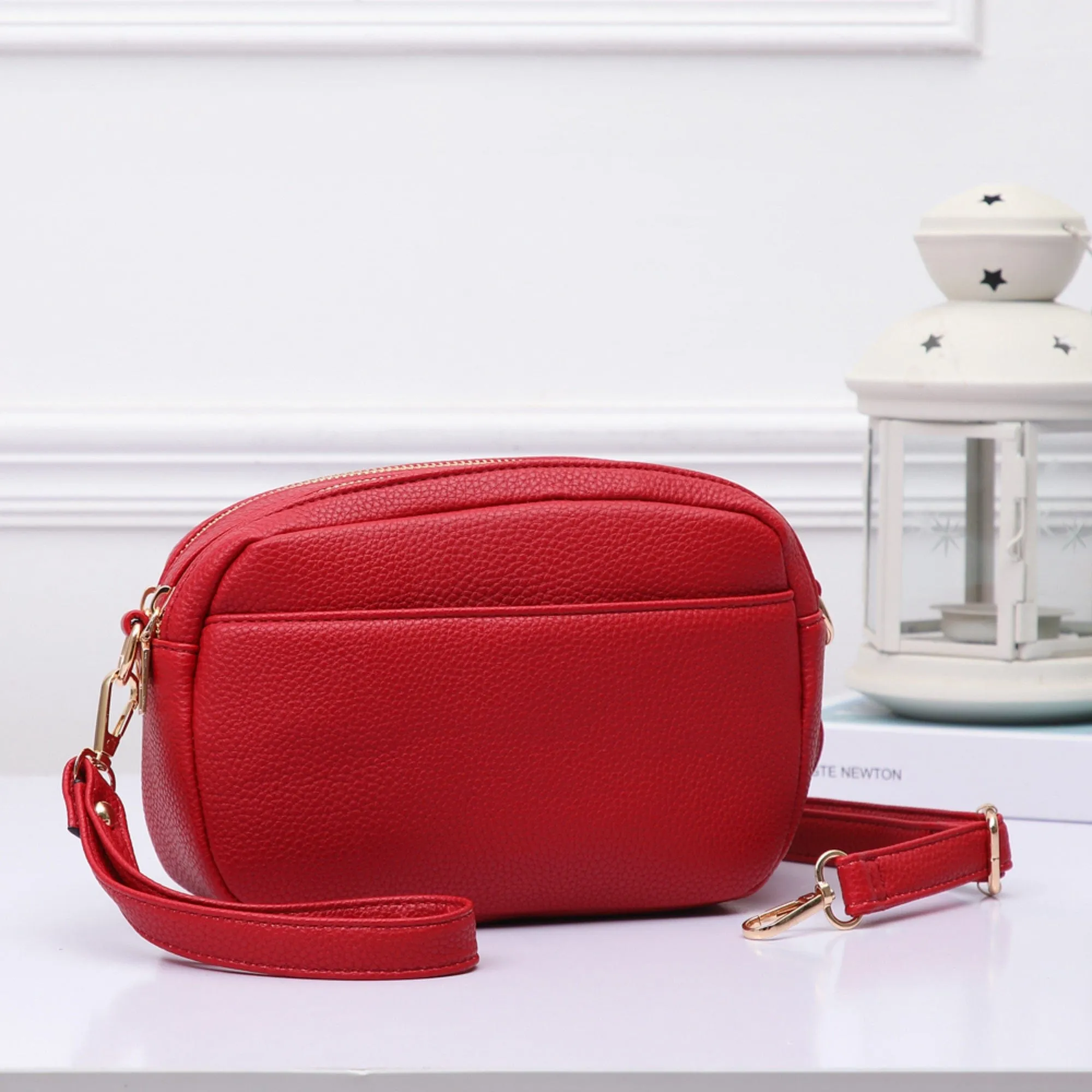 TG10281 Grace Front Pocket Double Zipper Crossbody Bag