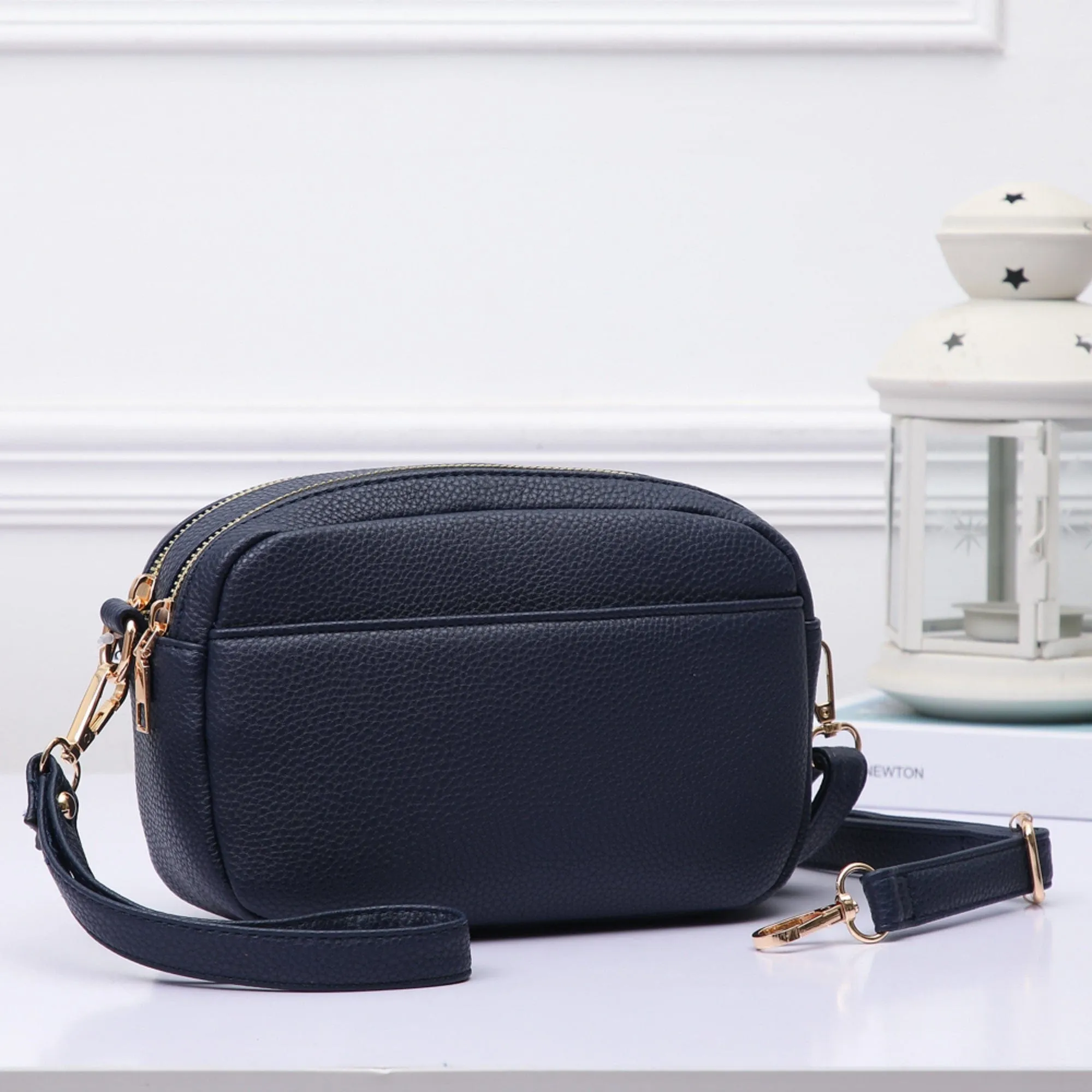 TG10281 Grace Front Pocket Double Zipper Crossbody Bag