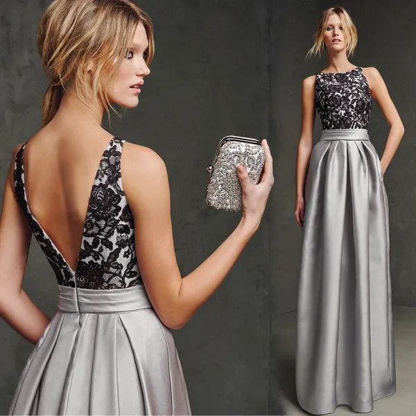 The Georgia Lace Black and Grey Evening Gown