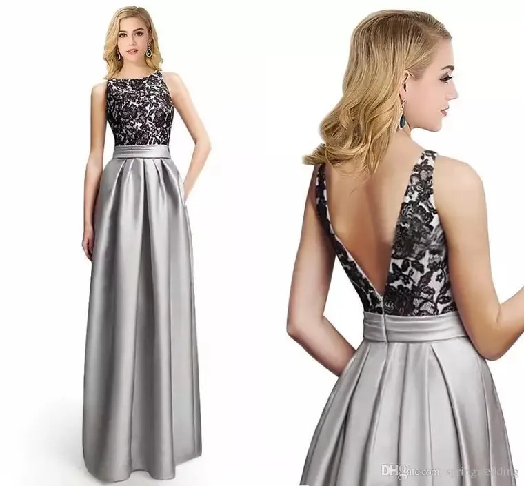 The Georgia Lace Black and Grey Evening Gown