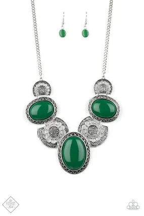 The Medallion-aire - Green Bead Necklace Paparazzi Accessories