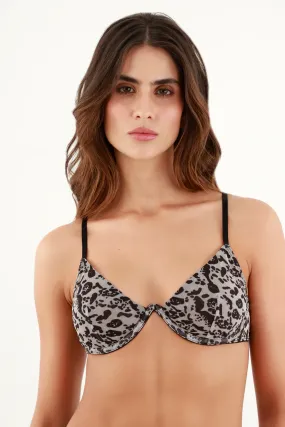 Top animal print con varilla para mujer