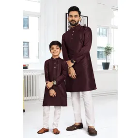 Traditional Party wear Father Son Matching Outfits Wine