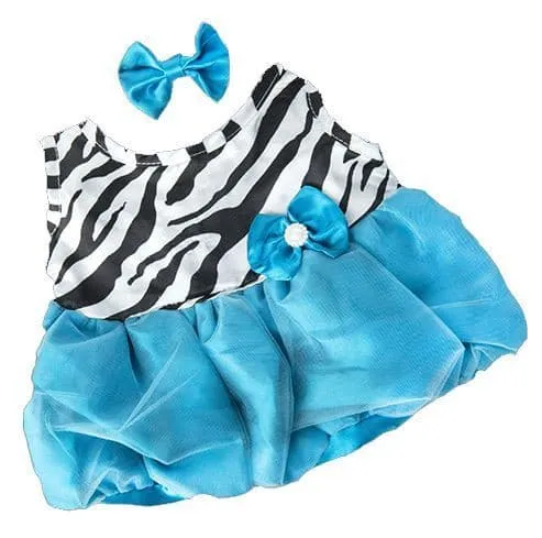 Turquoise Zebra Dress Love Bear Gift Set