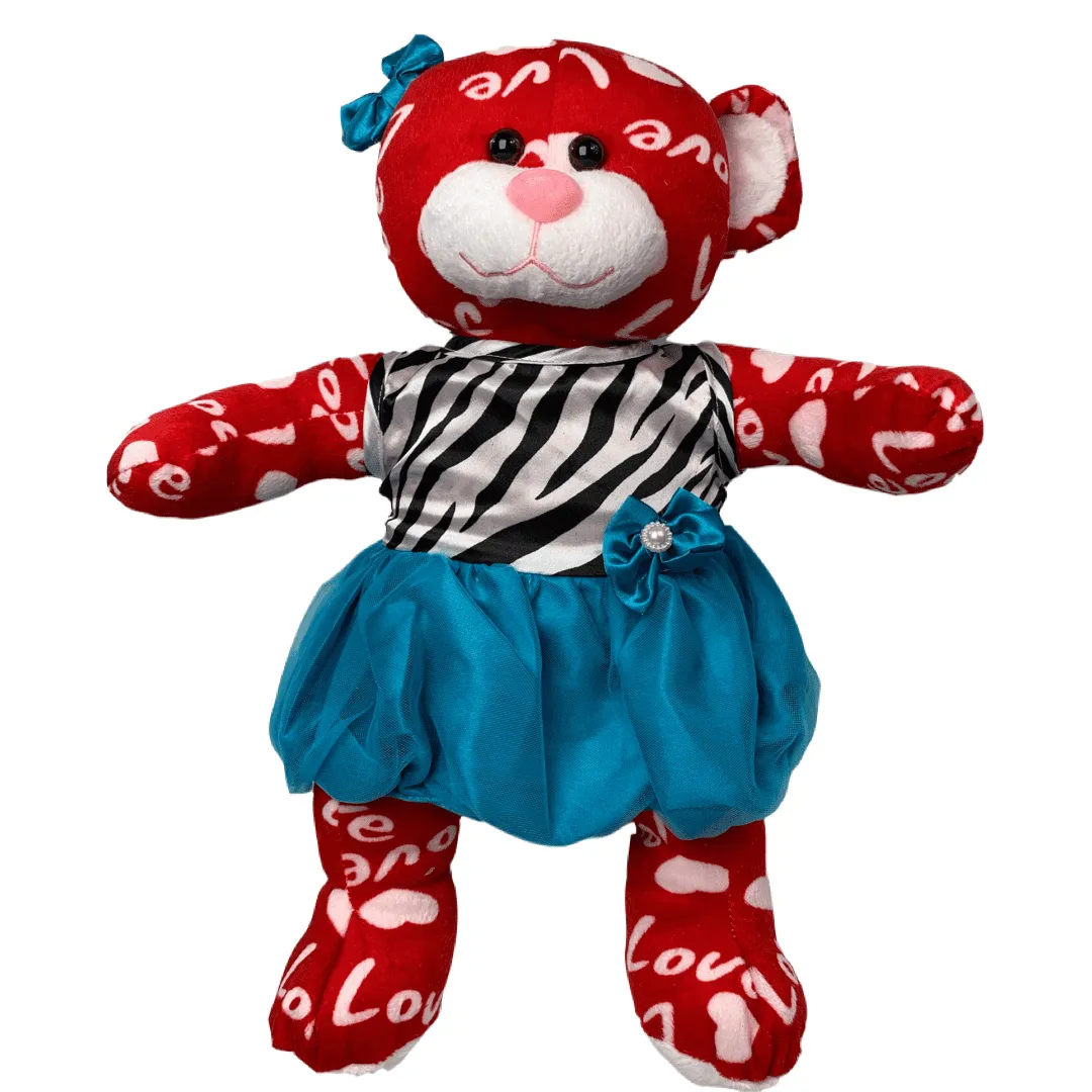 Turquoise Zebra Dress Love Bear Gift Set