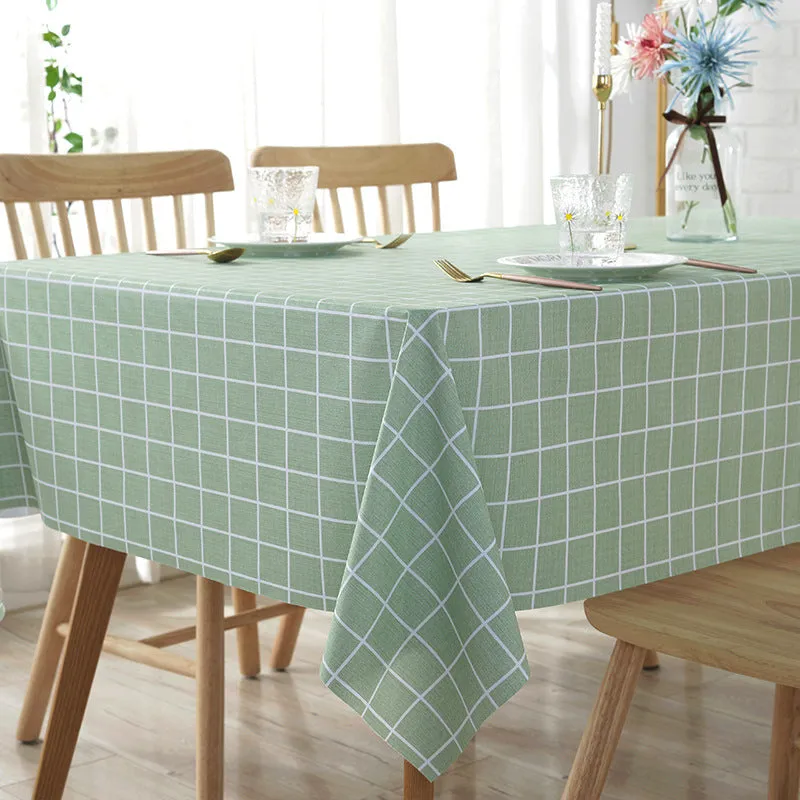 Universal Waterproof and Oil-Proof Plastic PVC Table Cloth Nordic Ins Printing Thick Checks round Table Disposable Tablecloth