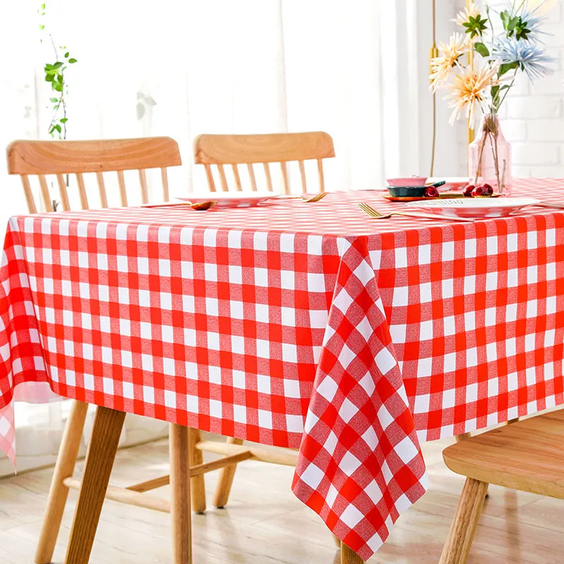 Universal Waterproof and Oil-Proof Plastic PVC Table Cloth Nordic Ins Printing Thick Checks round Table Disposable Tablecloth