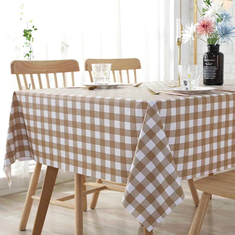 Universal Waterproof and Oil-Proof Plastic PVC Table Cloth Nordic Ins Printing Thick Checks round Table Disposable Tablecloth