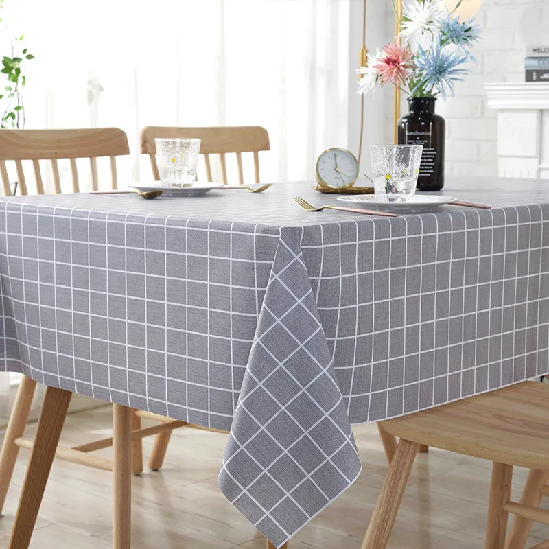 Universal Waterproof and Oil-Proof Plastic PVC Table Cloth Nordic Ins Printing Thick Checks round Table Disposable Tablecloth