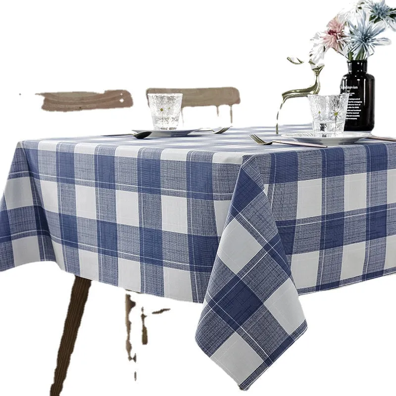 Universal Waterproof and Oil-Proof Plastic PVC Table Cloth Nordic Ins Printing Thick Checks round Table Disposable Tablecloth