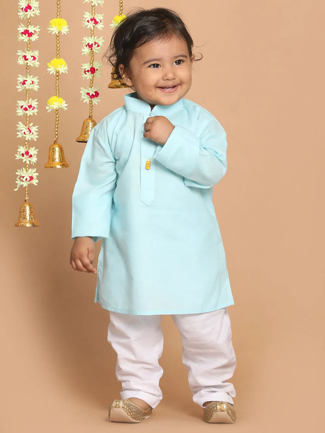 VASTRAMAY Boy's Aqua Blue Kurta