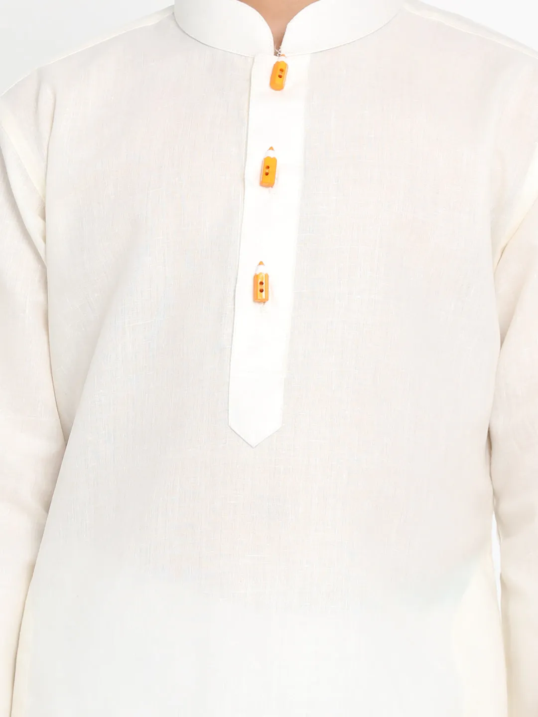 Vastramay Boy's Cream Solid Kurta