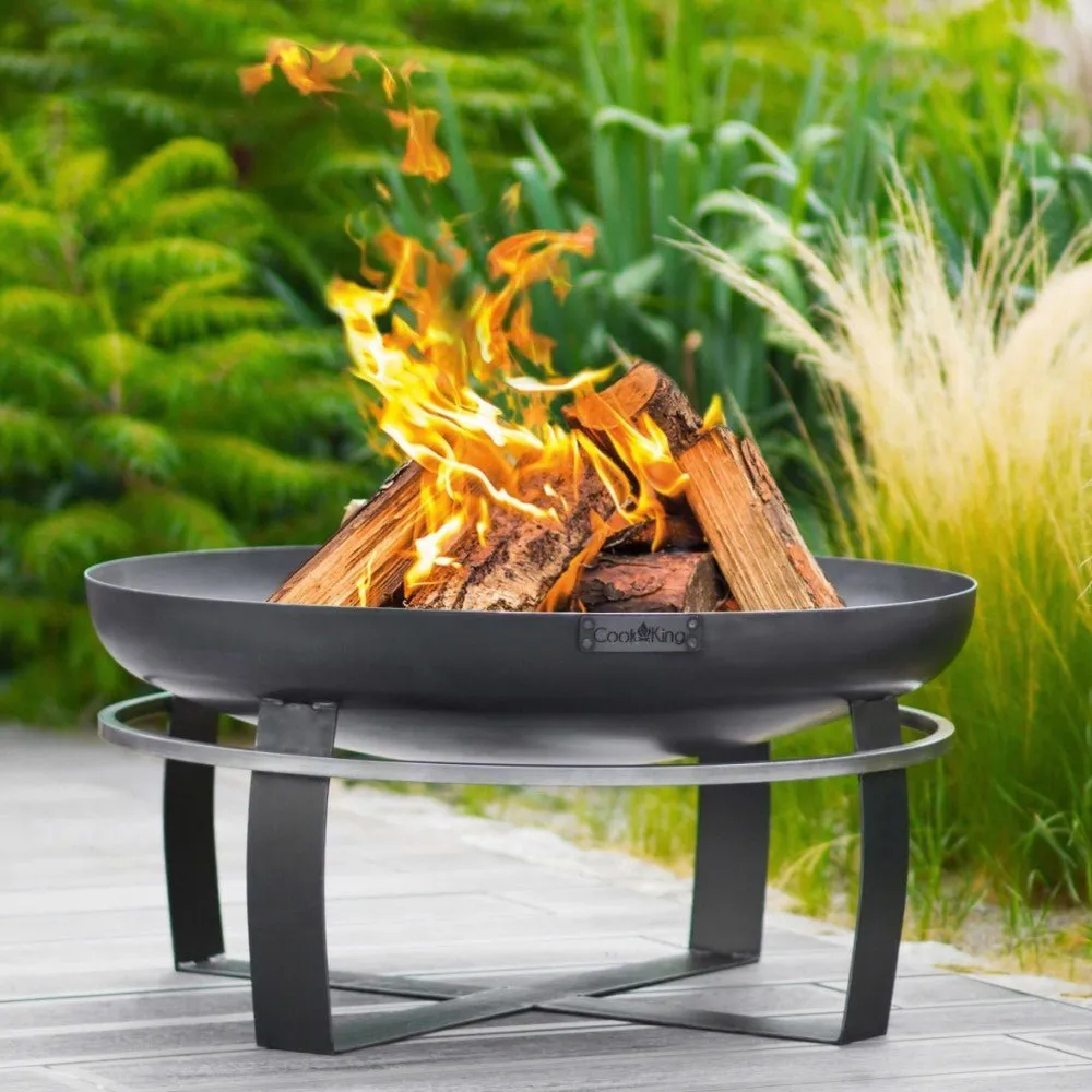 Viking Fire Bowl Pit - Cook King Garden and Outdoor Patio Entertaining Portable Metal Round 60cm 100cm