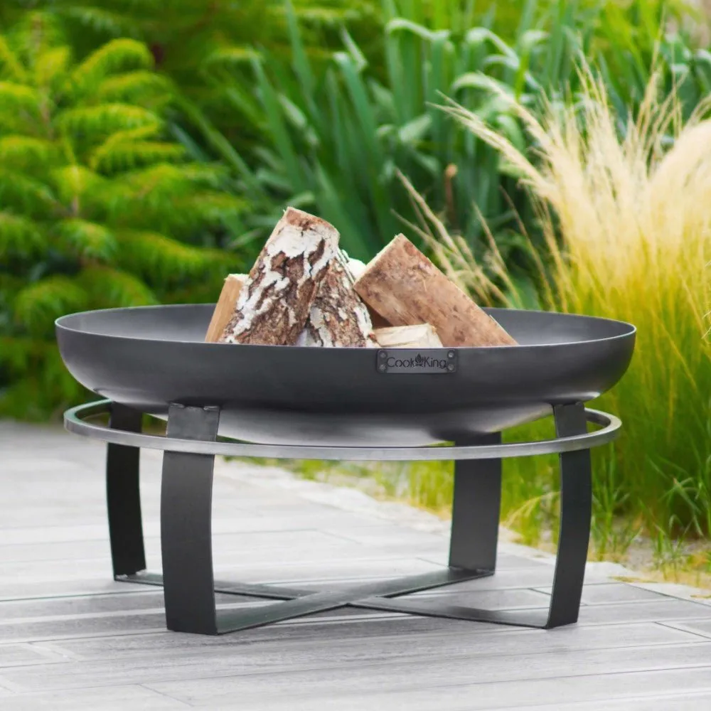 Viking Fire Bowl Pit - Cook King Garden and Outdoor Patio Entertaining Portable Metal Round 60cm 100cm