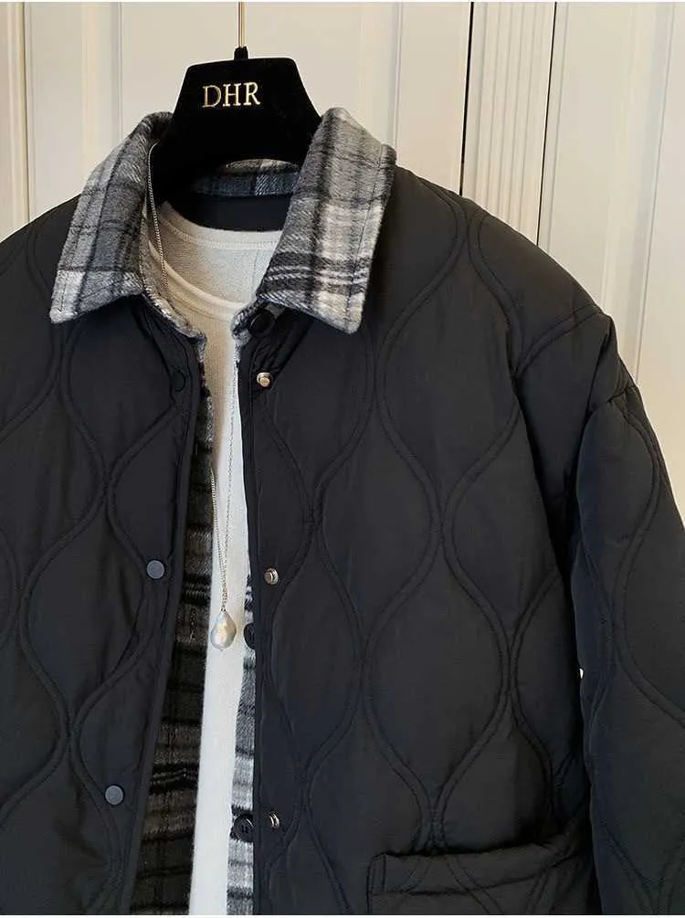 Vintage Plaid Shirt Fake Two Cotton-padded Jacket