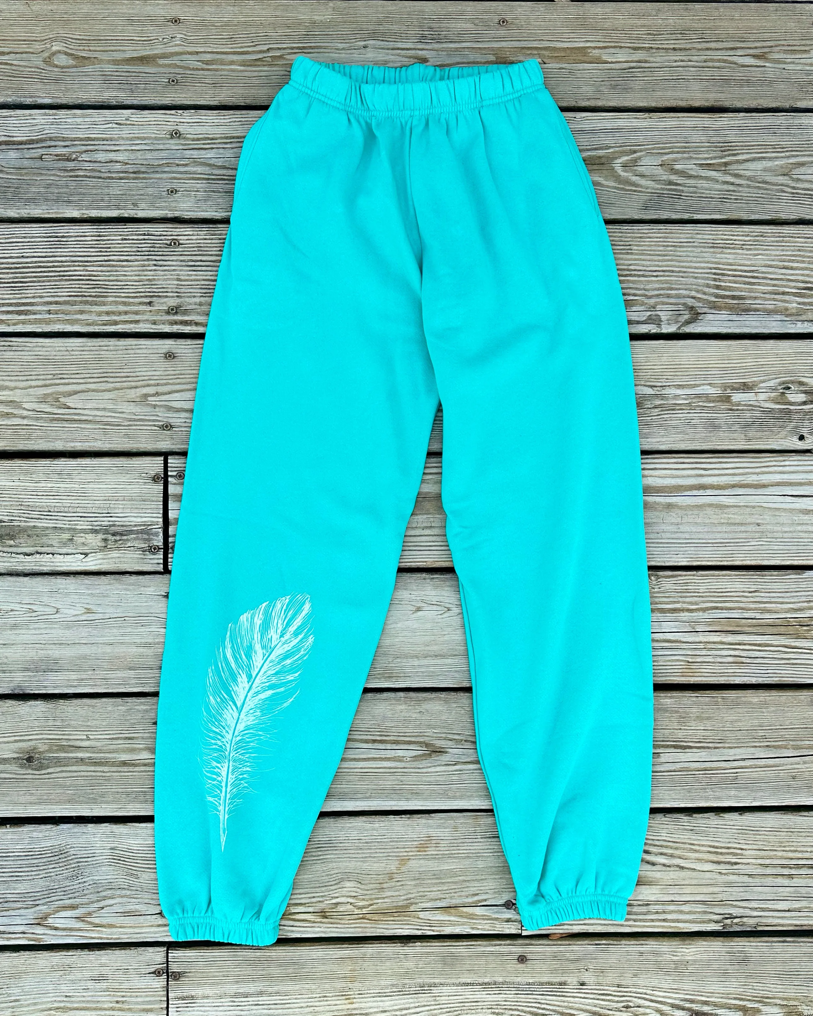 White Feather Pool Sweatpants