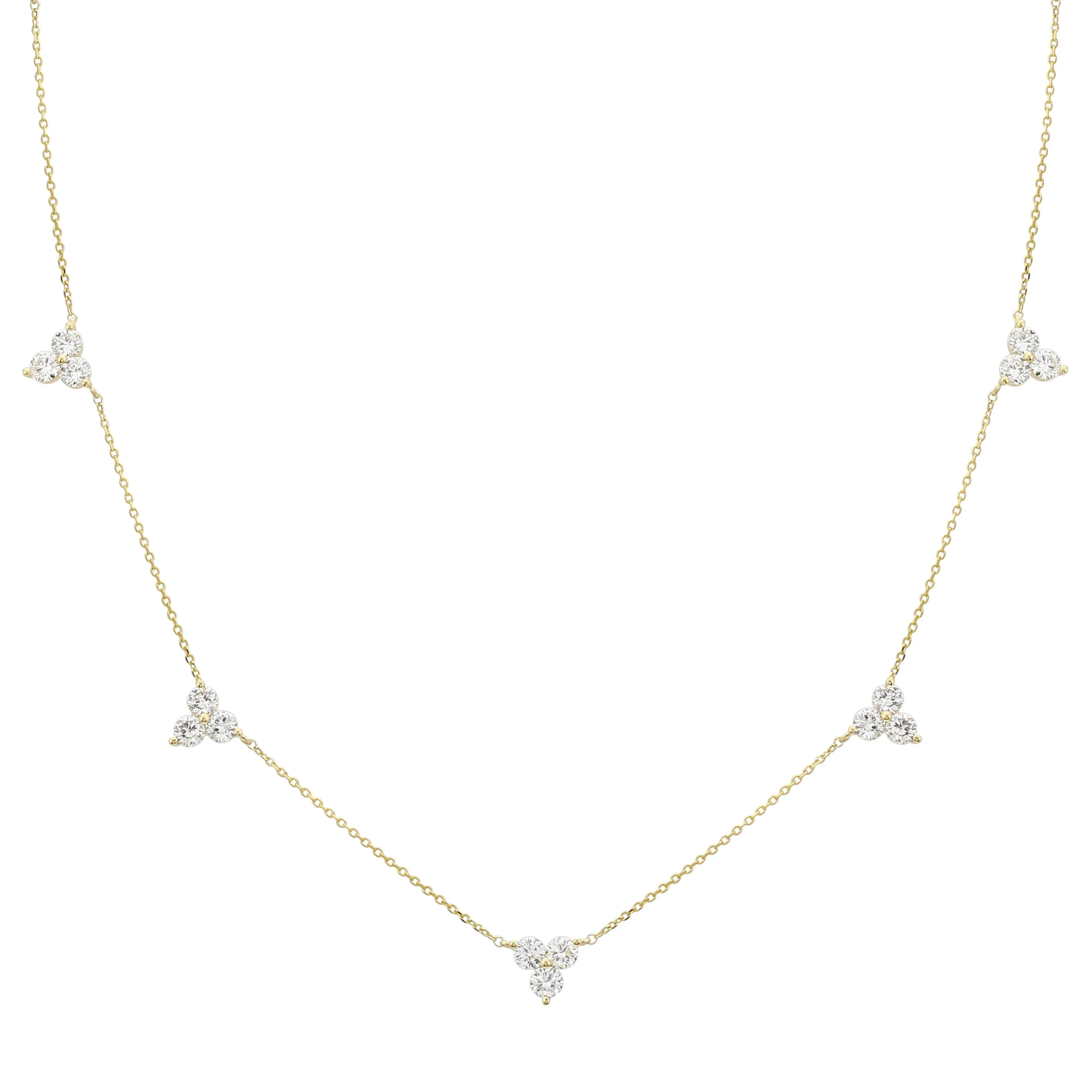 White Gold Station Strand Necklace