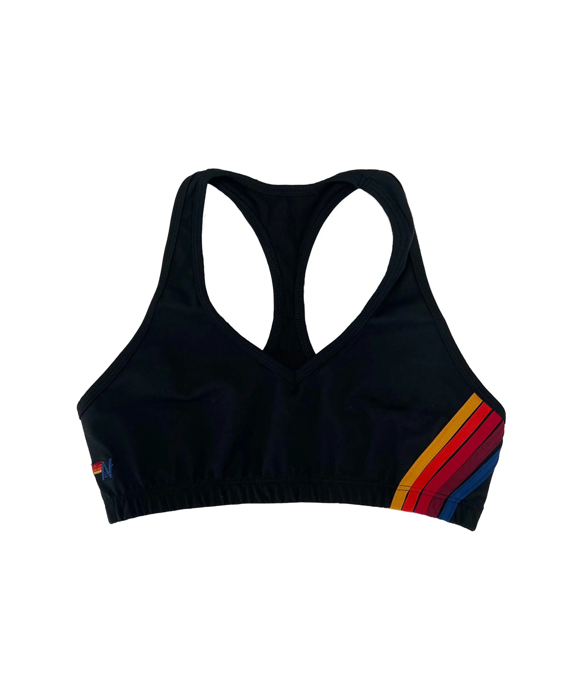 WOMEN'S 5 STRIPE SPORTS BRA - BLACK