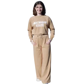 Women's Tan Raglan Cropped Sweatsuit Outfit