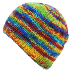 Wool Knit Beanie Hat - SD Rainbow