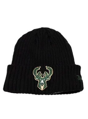 Youth New Era Knit Cuff Core Classic Black Milwaukee Bucks Knit Hat