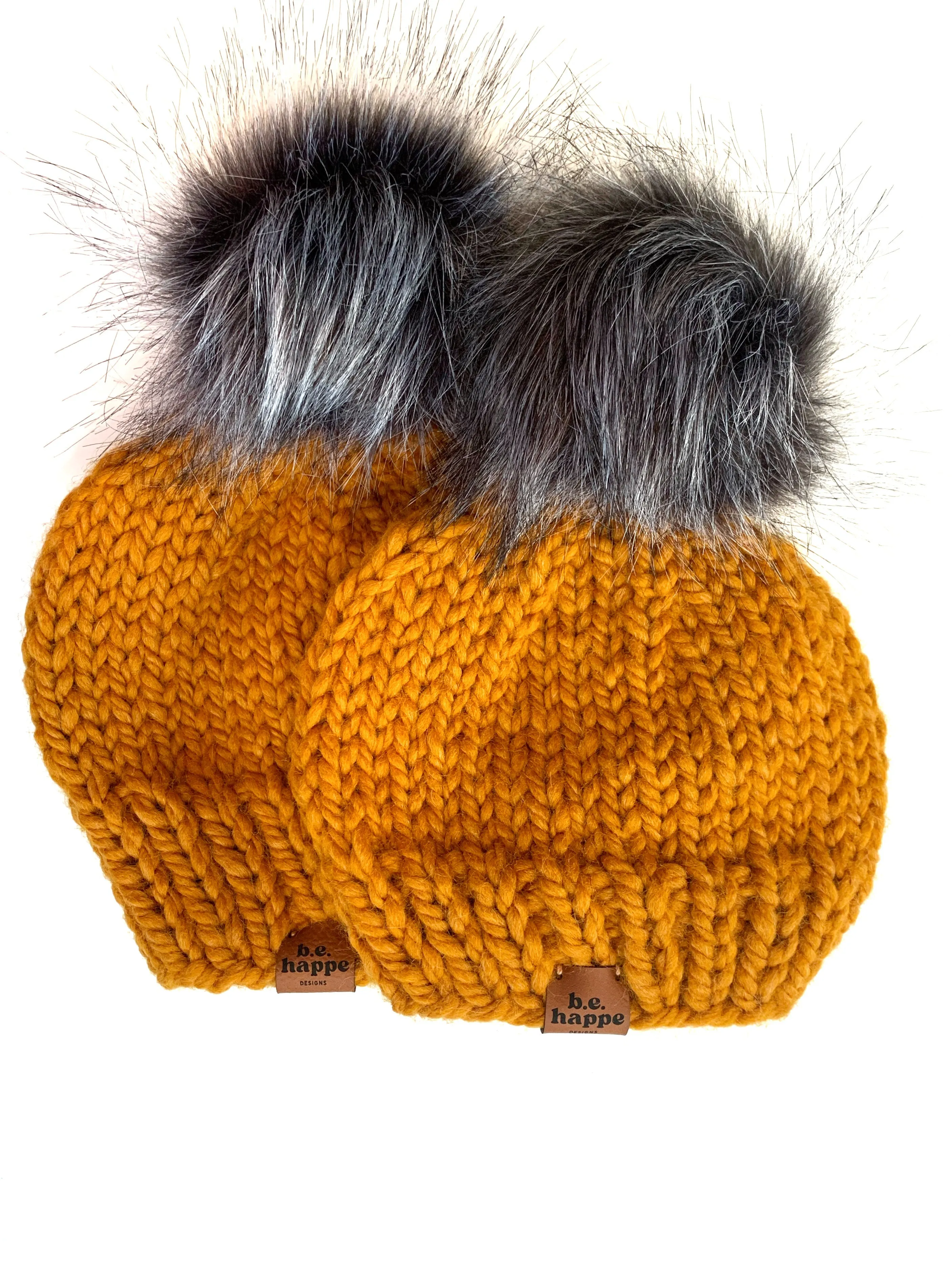 Youth Solid Knit Pom Hat | Butterscotch